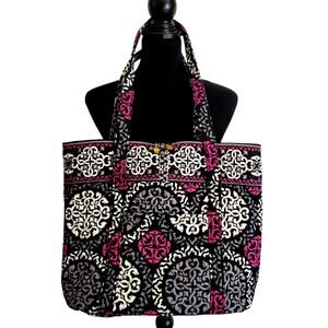 Vera Bradley Tote Shoulder Bag Canterberry Magenta Pink Quilted Fabric Weekender